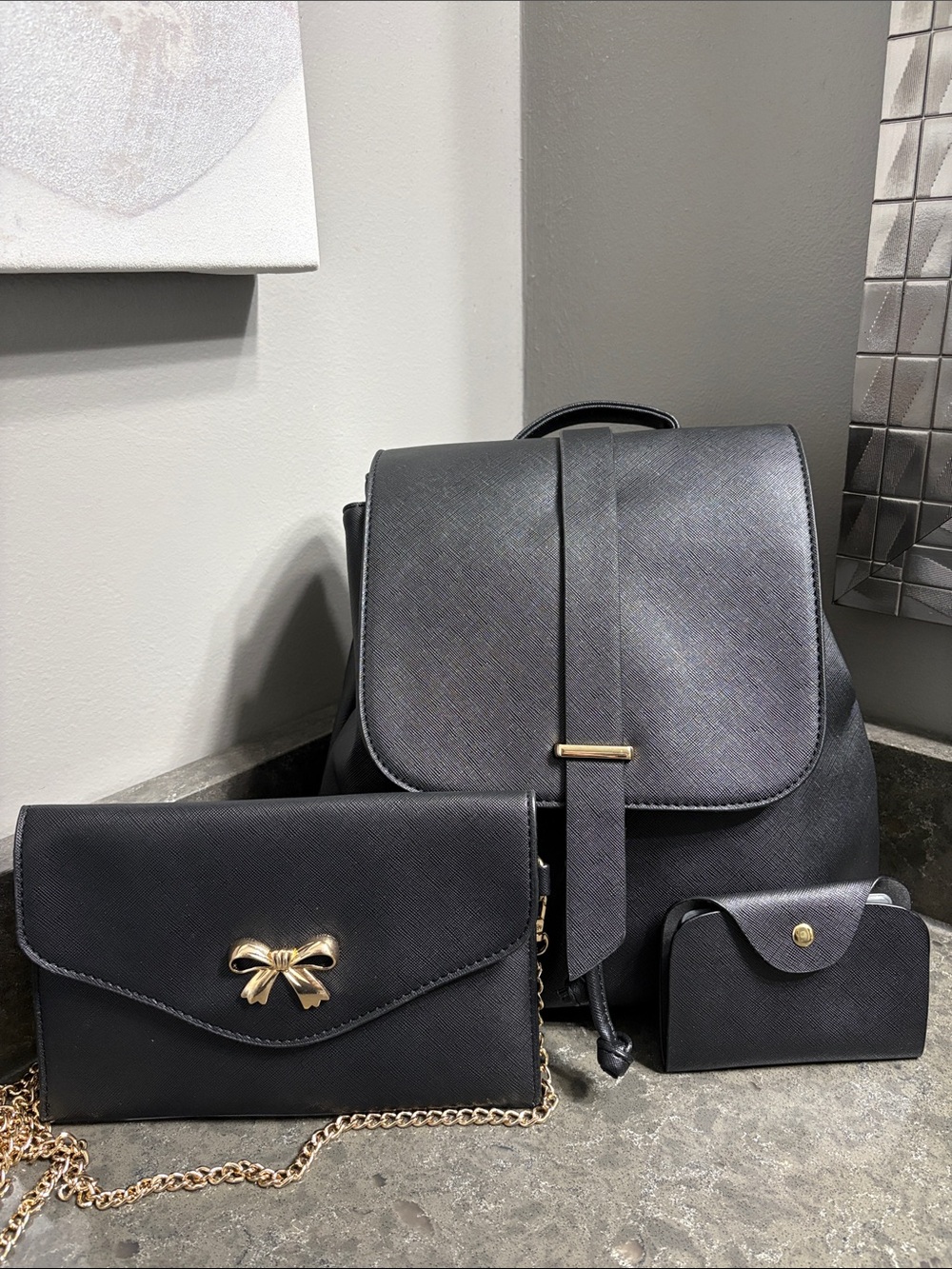 Nygard 3 Piece Backpack- Crossbody and Wallet Set.